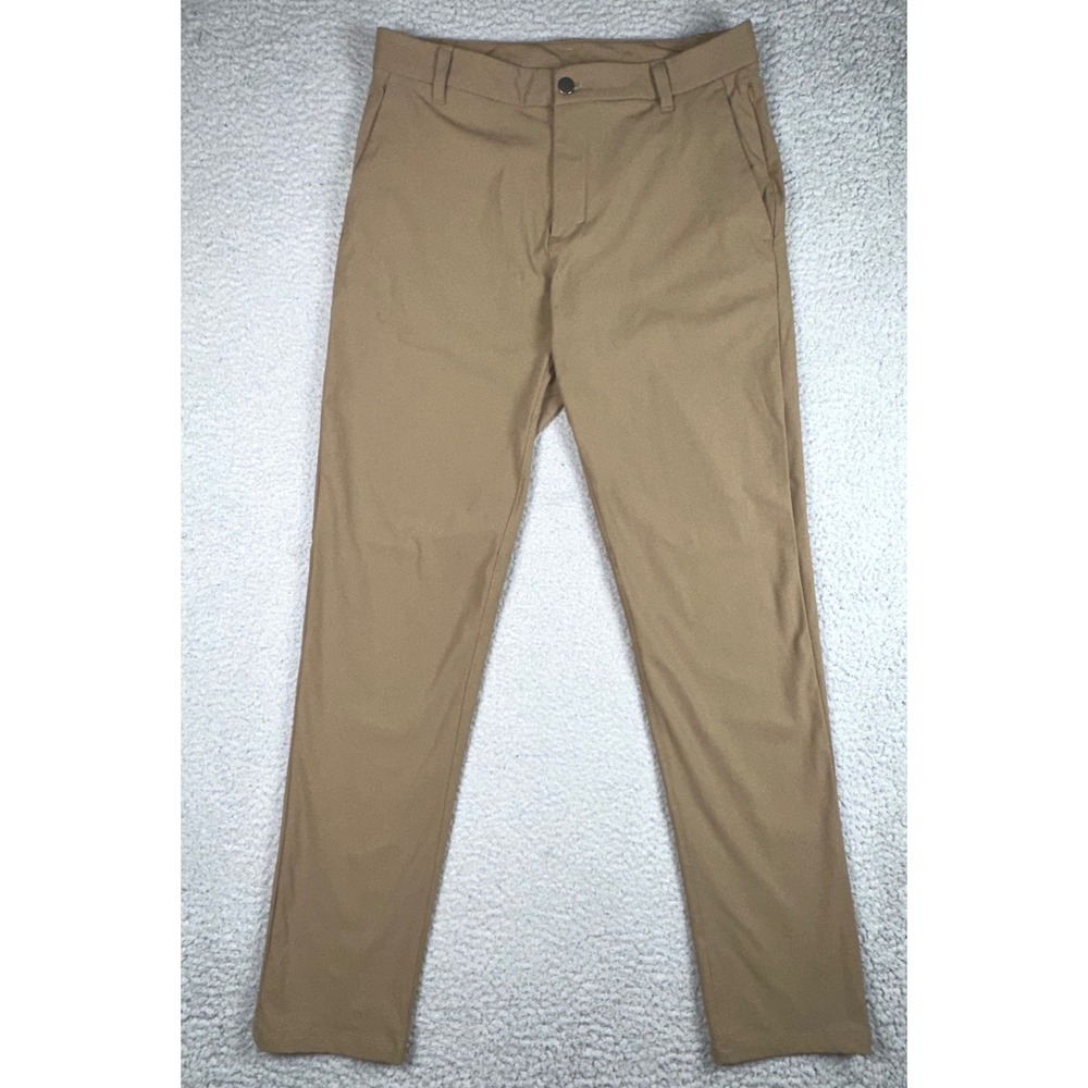 Lululemon Commission Slim Pant Mens 32x33 Brown Warpstreme Chino ABC Golf Travel - Picture 16 of 16